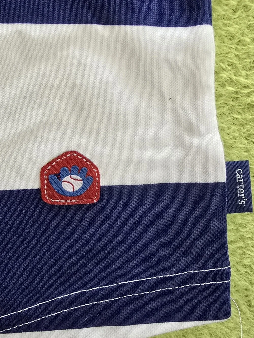 NWT 3-6M Baby BOYS Short ROMPER Red White & Blue STRIPED BASEBALL COTTON (Q3)